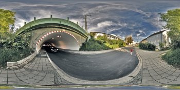 Railroad underpass panorama