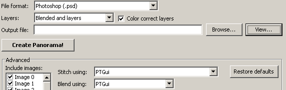 PTGui settings